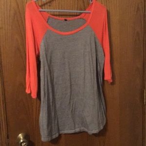 Baseball tee- Black and orange with white